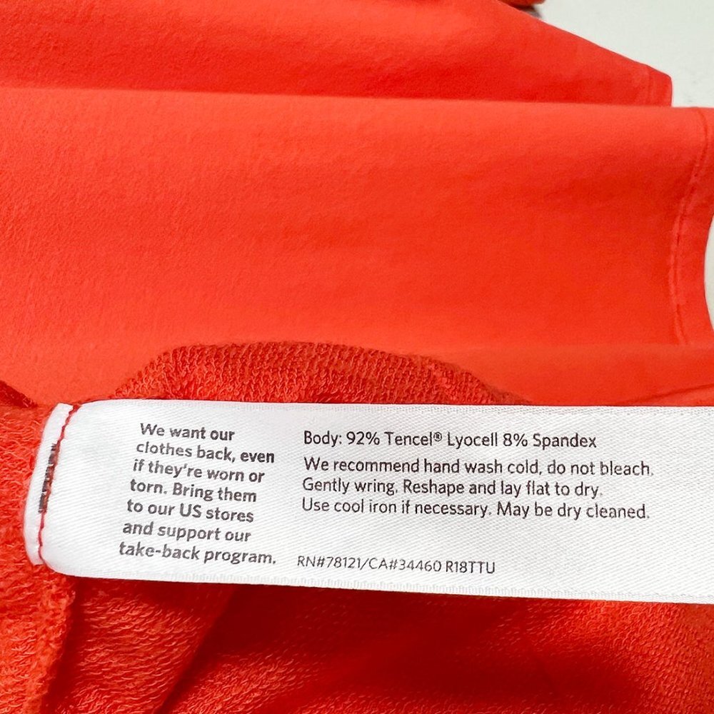 Eileen Fisher Tencel Stretch Terry Patch Pocket Long Sleeve Top Hot Red Orange M - Picture 6 of 15